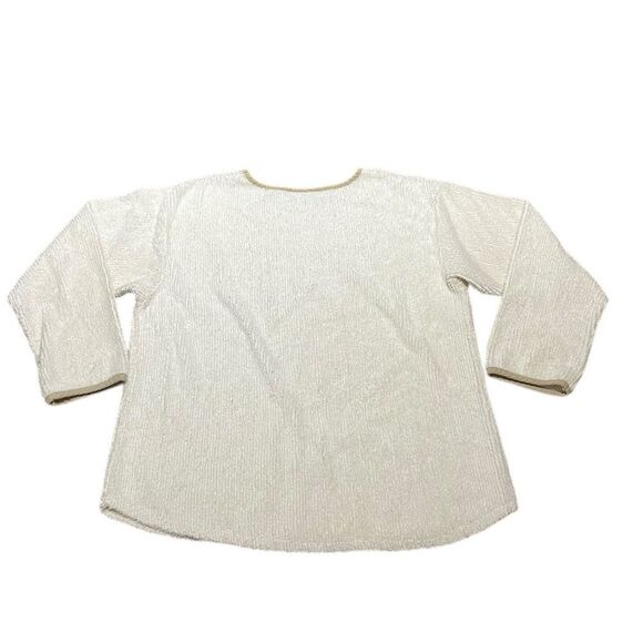 Orvis Vintage Women’s Terrycloth Textured Cream Long Sleeve Pajama Top, Size M - Picture 5 of 5